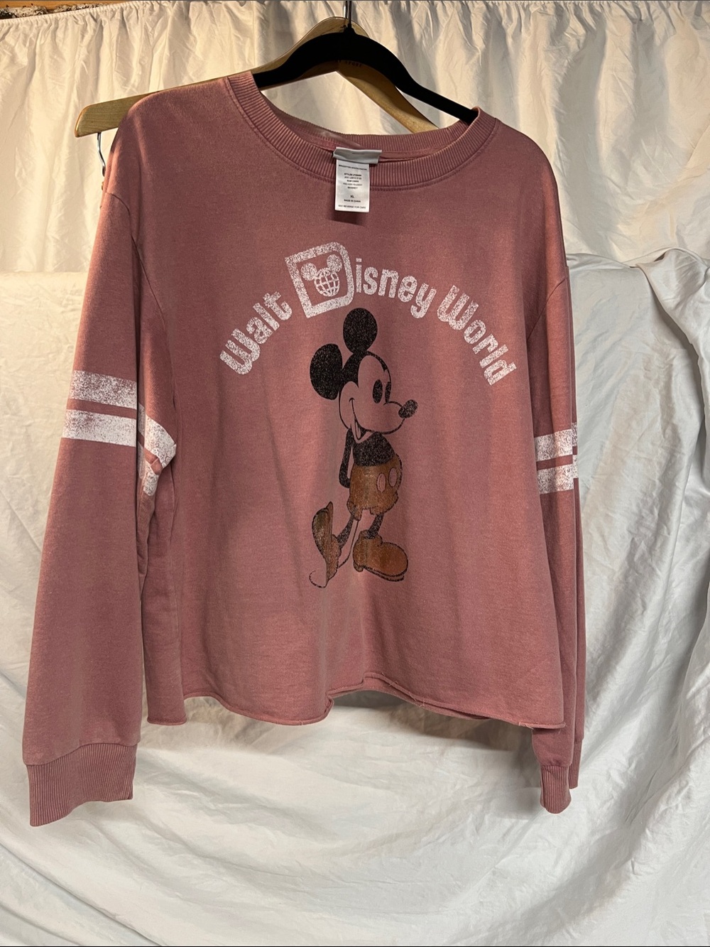 Disney Mauve Mickey Graphic Sweatshirt with White Print